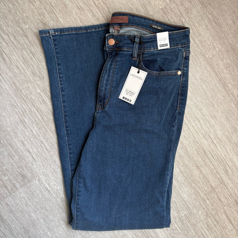 NWT Judy Blue Size 13 Vintage High Rise Wide Leg Comfort-Stretch Jean